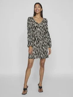 VILAYA LULA V-NECK L/S DRESS/SU/LC black