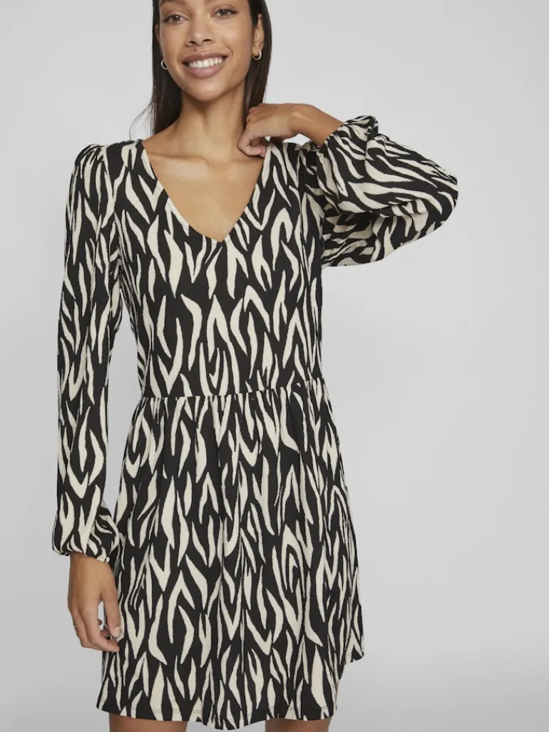 VILAYA LULA V-NECK L/S DRESS/SU/LC black