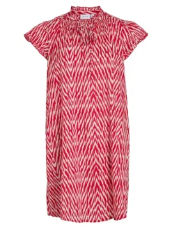 VILEDA KIRA V-NECK S/S SHORT DRESS/SU/F pink yarrow