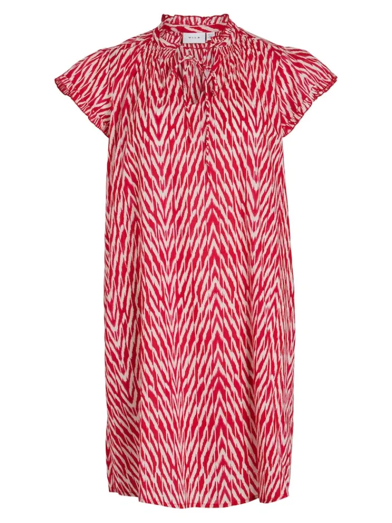 VILEDA KIRA V-NECK S/S SHORT DRESS/SU/F pink yarrow