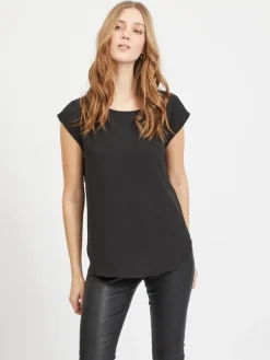 VILOVIE CAPSLEEVE TOP/SU - NOOS black