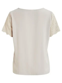 VILOVIE S/S LACE TOP/SU - FAV dove