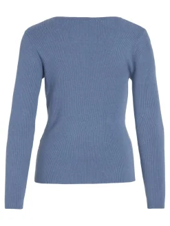 VIMAXINIA L/S SQUARE-NECK KNIT TOP coronet blue