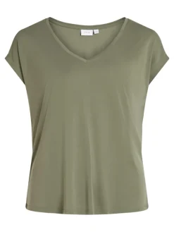 VIMODALA V-NECK S/S TOP/SU - NOOS four leaf clover