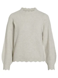 VINIKOLINA O-NECK L/S KNIT TOP - NOOS super light natural melan