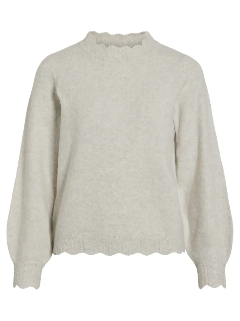VINIKOLINA O-NECK L/S KNIT TOP - NOOS super light natural melan