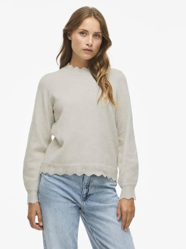 VINIKOLINA O-NECK L/S KNIT TOP - NOOS super light natural melan