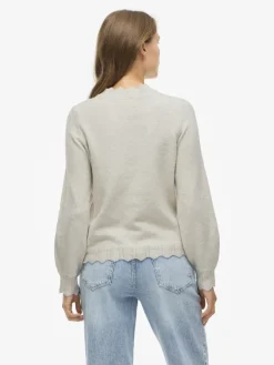 VINIKOLINA O-NECK L/S KNIT TOP - NOOS super light natural melan