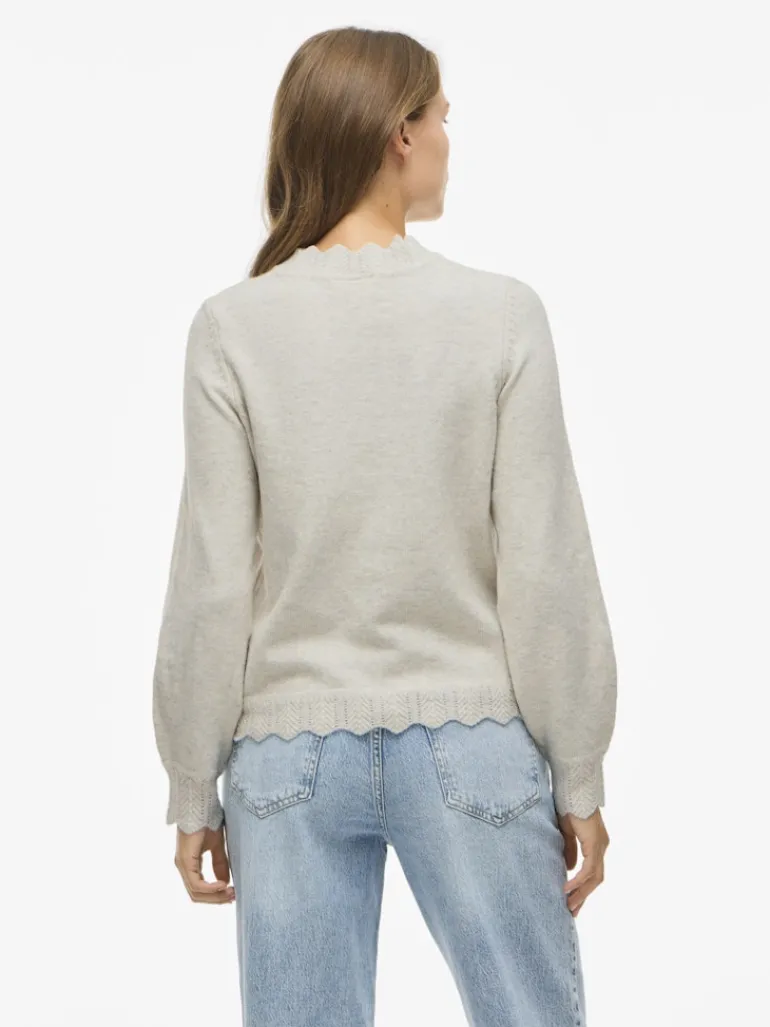VINIKOLINA O-NECK L/S KNIT TOP - NOOS super light natural melan