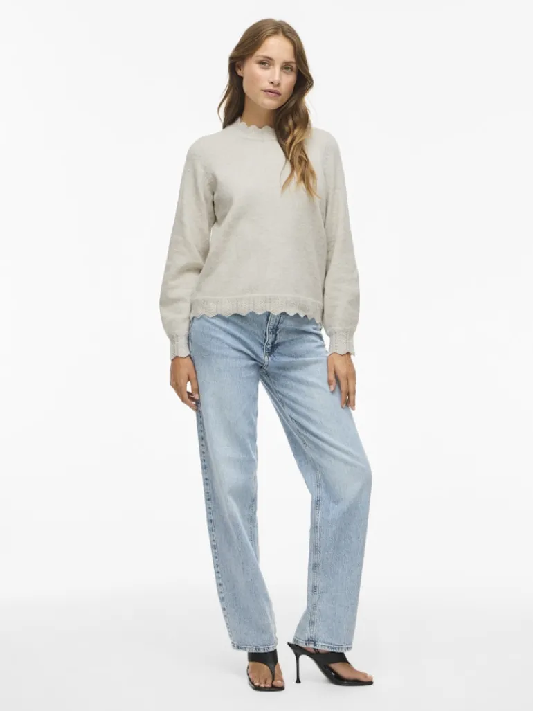 VINIKOLINA O-NECK L/S KNIT TOP - NOOS super light natural melan