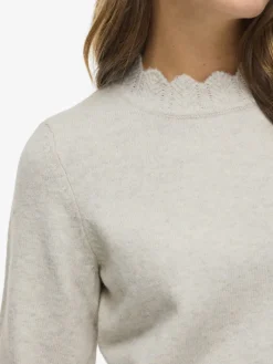 VINIKOLINA O-NECK L/S KNIT TOP - NOOS super light natural melan