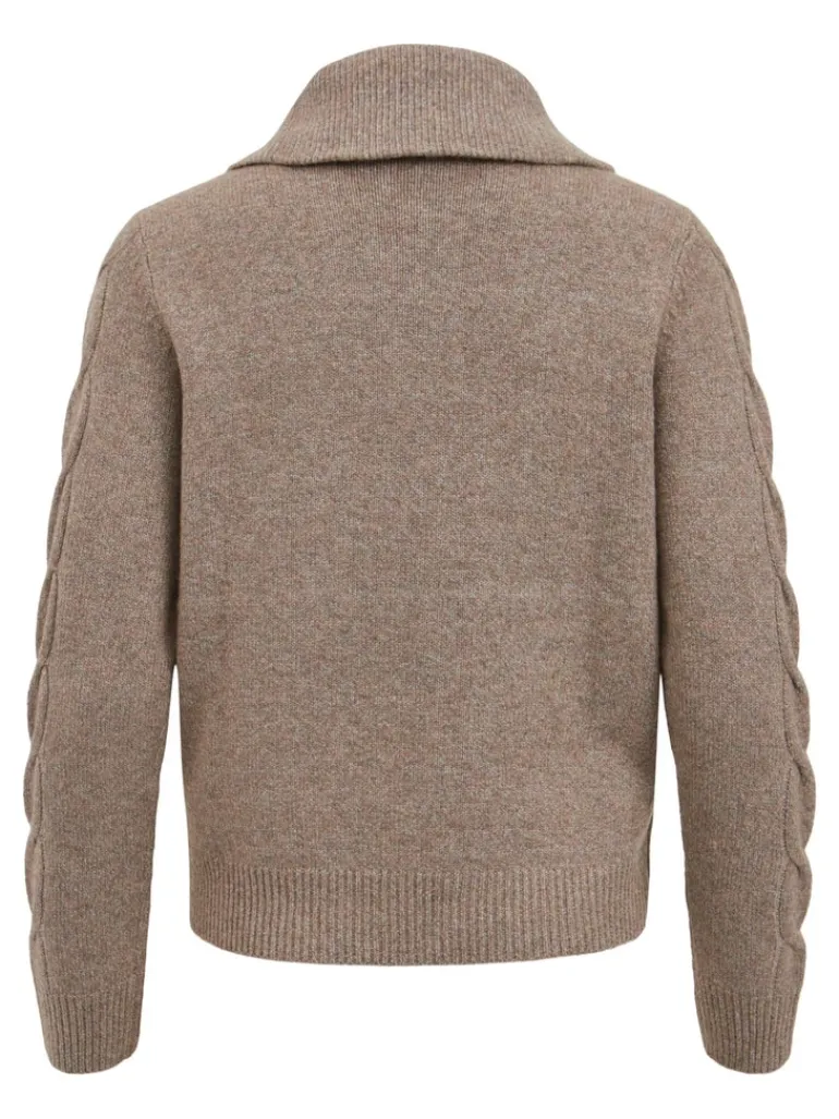 VIOALY L/S ZIPPER KNIT TOP/SU/PB portabella