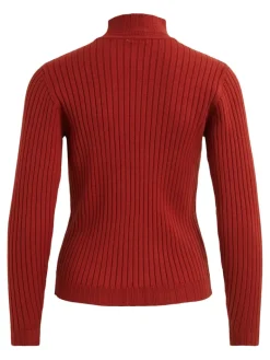 VIOLIVI FUNNELNECK L/S KNIT TOP/SU burnt henna