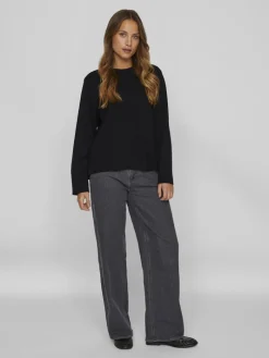 VIOSTRIA O-NECK L/S KNIT TOP-NOOS black beauty