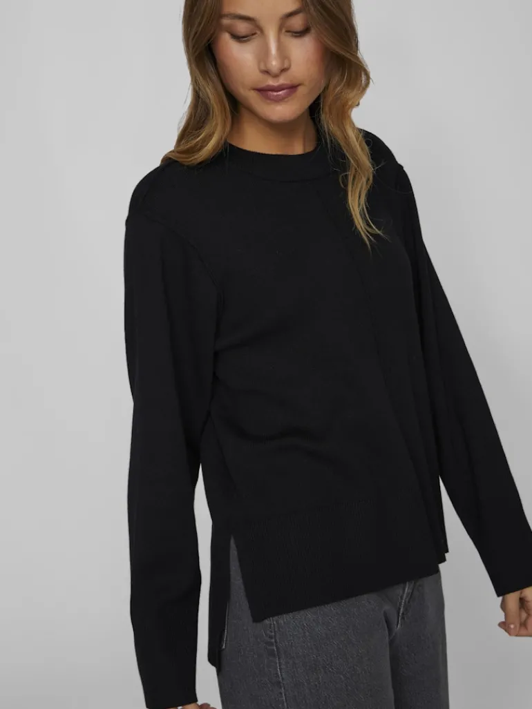 VIOSTRIA O-NECK L/S KNIT TOP-NOOS black beauty