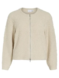 VIPAZA O-NECK L/S ZIPPER KNIT CARDIGAN birch