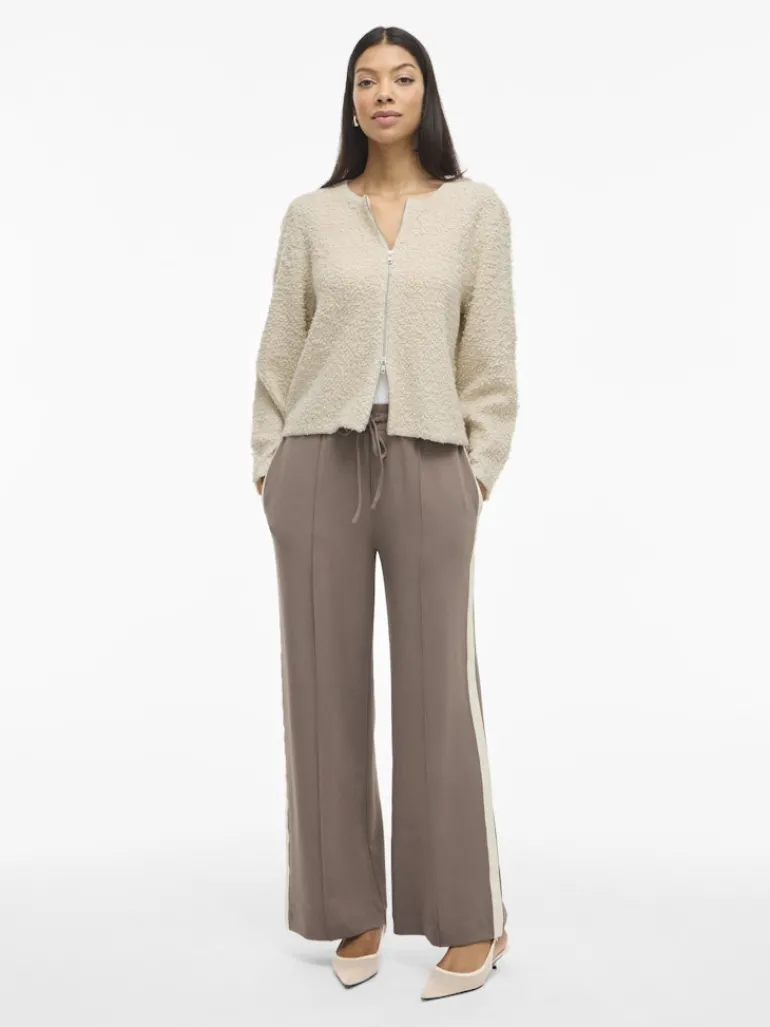 VIPAZA O-NECK L/S ZIPPER KNIT CARDIGAN birch