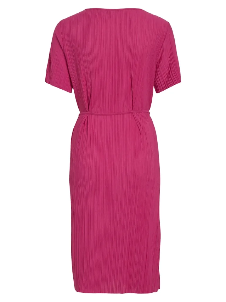 VIPLISA V-NECK S/S DRESS/SU/VOL pink yarrow