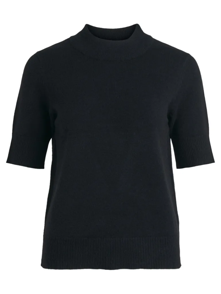 VIRIL CREW NECK 2/4 KNIT TOP - NOOS black