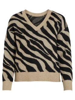 VIRIL FEAMI MIX V-NECK L/S KNIT TOP-NOOS natural melange