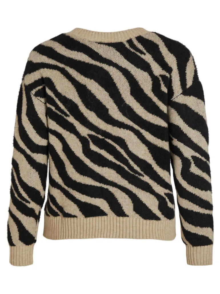 VIRIL FEAMI MIX V-NECK L/S KNIT TOP-NOOS natural melange