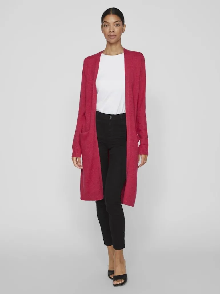 VIRIL LONG L/S KNIT CARDIGAN - NOOS dunkelrosa1