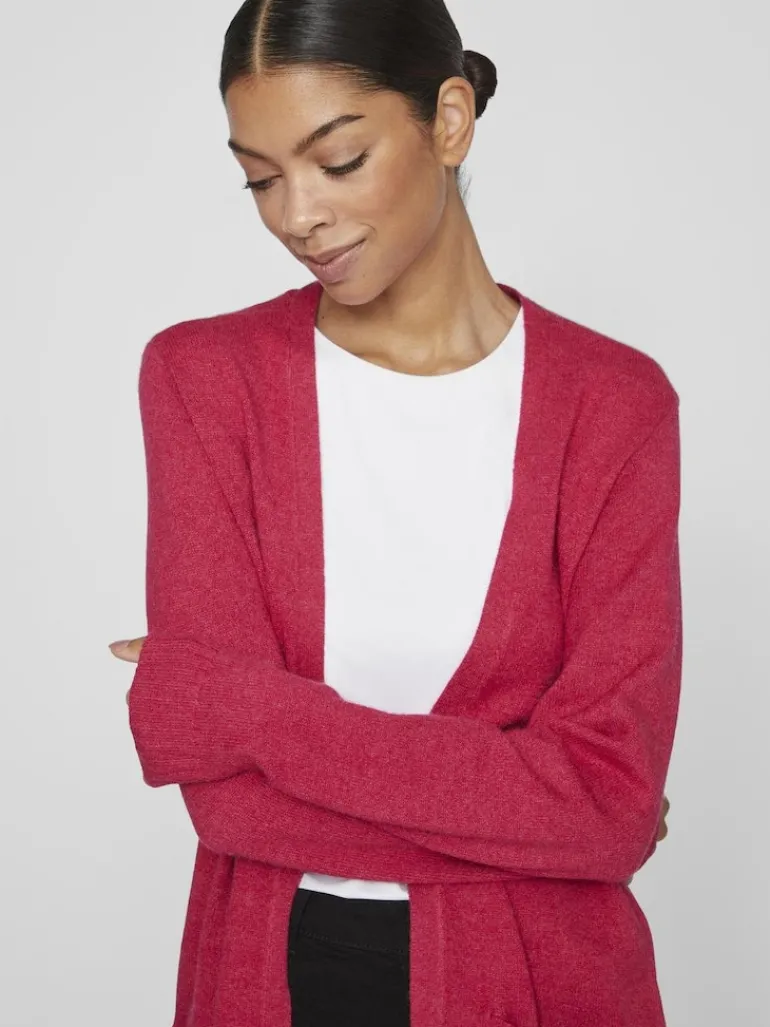 VIRIL LONG L/S KNIT CARDIGAN - NOOS dunkelrosa1