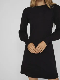 VIRIL L/S A-SHAPE KNIT DRESS black