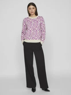 VIRIL L/S JACQUARD KNIT TOP/4 cattleya orchid