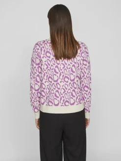 VIRIL L/S JACQUARD KNIT TOP/4 cattleya orchid