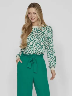 VIRIL L/S JACQUARD KNIT TOP/4 ultramarine green