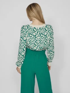 VIRIL L/S JACQUARD KNIT TOP/4 ultramarine green
