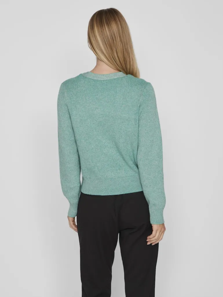 VIRIL MULTI SHORT L/S KNIT CARDIGAN-NOOS green milieu