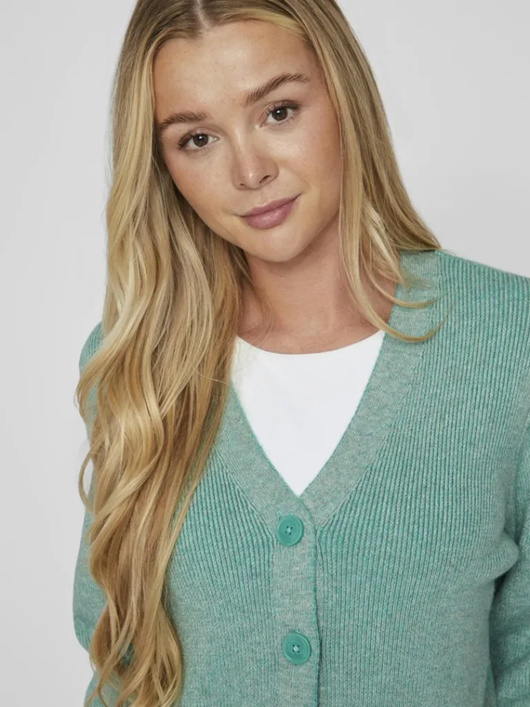 VIRIL MULTI SHORT L/S KNIT CARDIGAN-NOOS green milieu