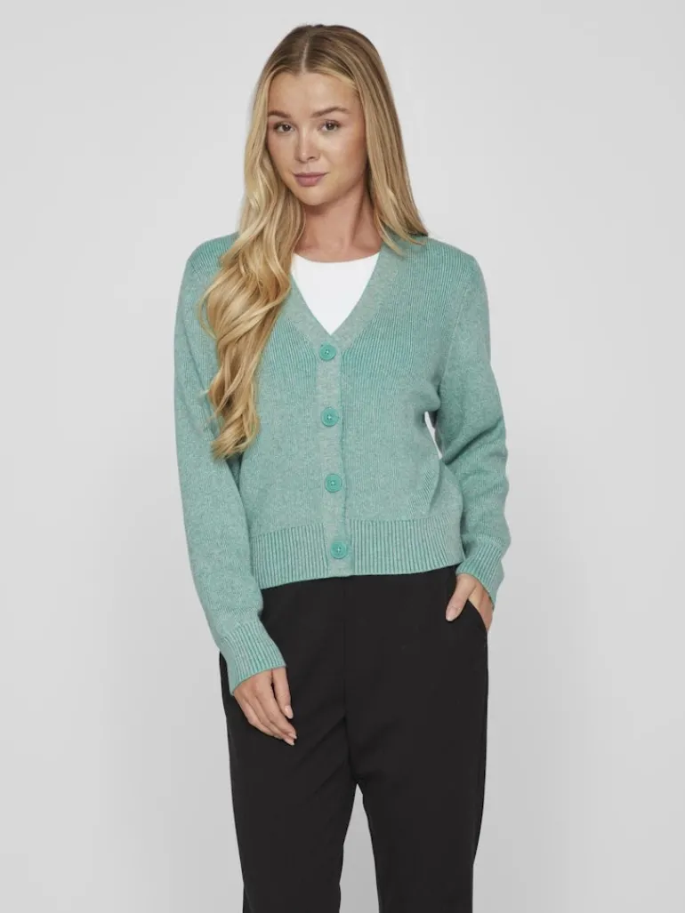 VIRIL MULTI SHORT L/S KNIT CARDIGAN-NOOS green milieu