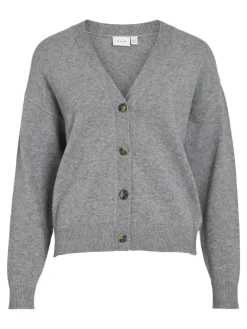 VIRIL V-NECK KNIT CARDIGAN - NOOS medium grey melange