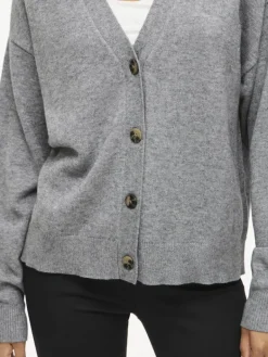 VIRIL V-NECK KNIT CARDIGAN - NOOS medium grey melange