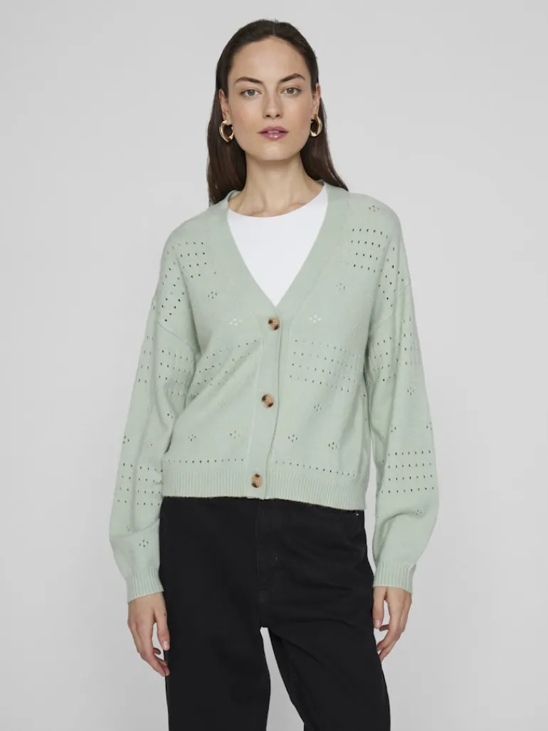 VIRIL V-NECK L/S KNIT CARDIGAN - NOOS silt green