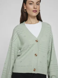 VIRIL V-NECK L/S KNIT CARDIGAN - NOOS silt green