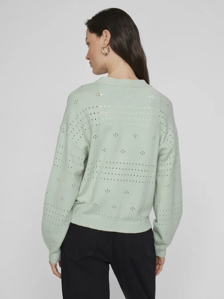 VIRIL V-NECK L/S KNIT CARDIGAN - NOOS silt green