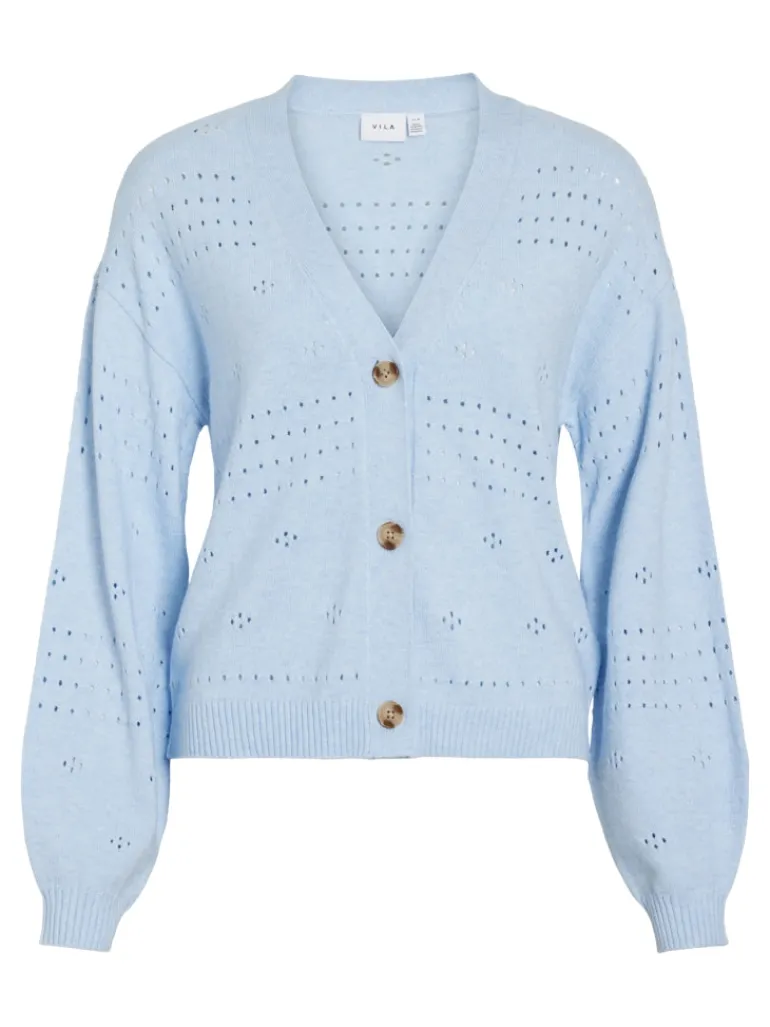 VIRIL V-NECK L/S KNIT CARDIGAN - NOOS kentucky blue