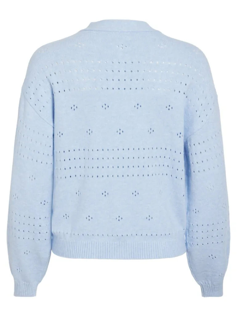 VIRIL V-NECK L/S KNIT CARDIGAN - NOOS kentucky blue