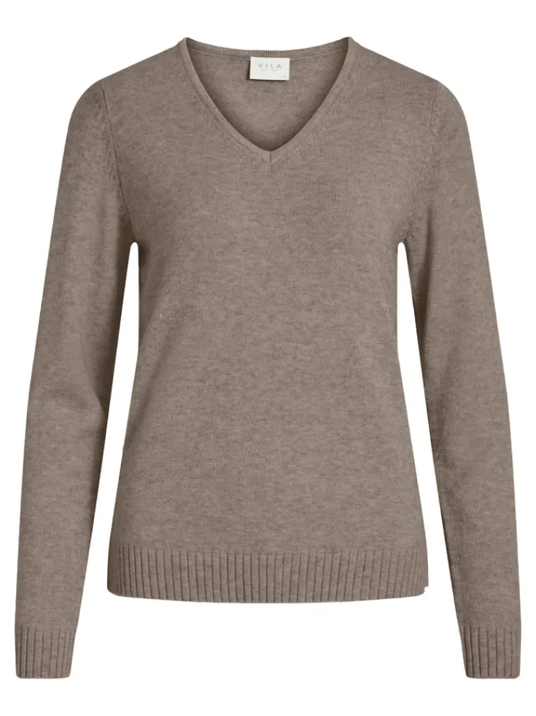 VIRIL V-NECK L/S KNIT TOP-FAV fungi