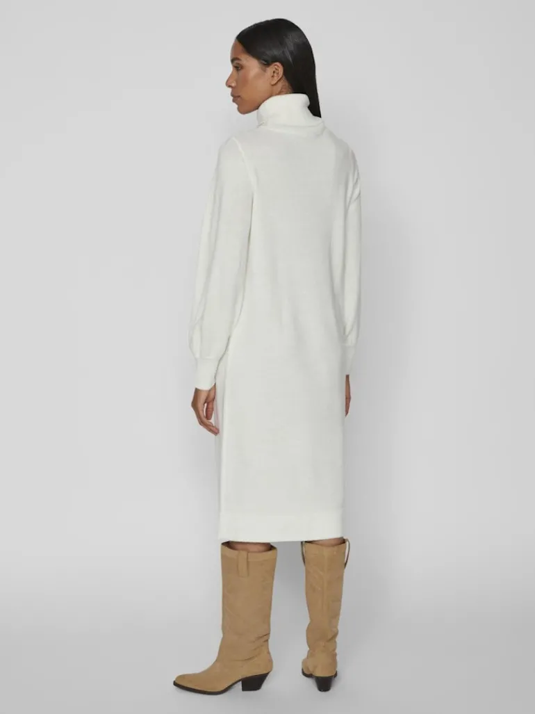 VISARA L/S ROLLNECK MIDI DRES/BF/KA snow white