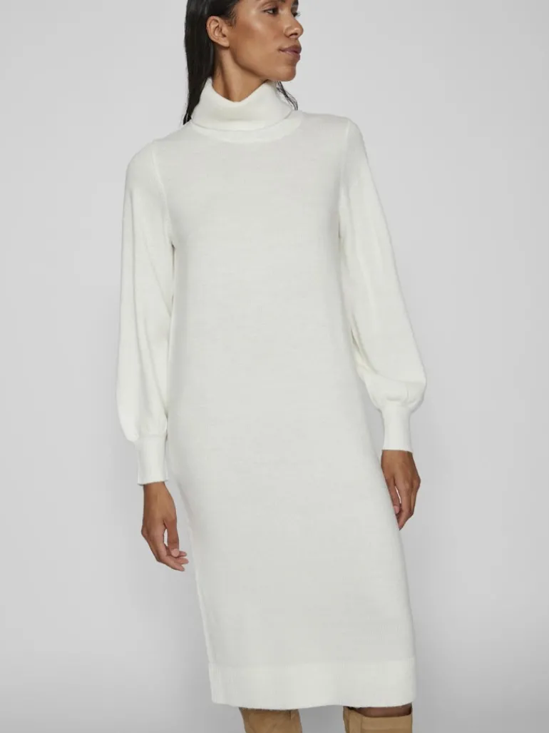 VISARA L/S ROLLNECK MIDI DRES/BF/KA snow white