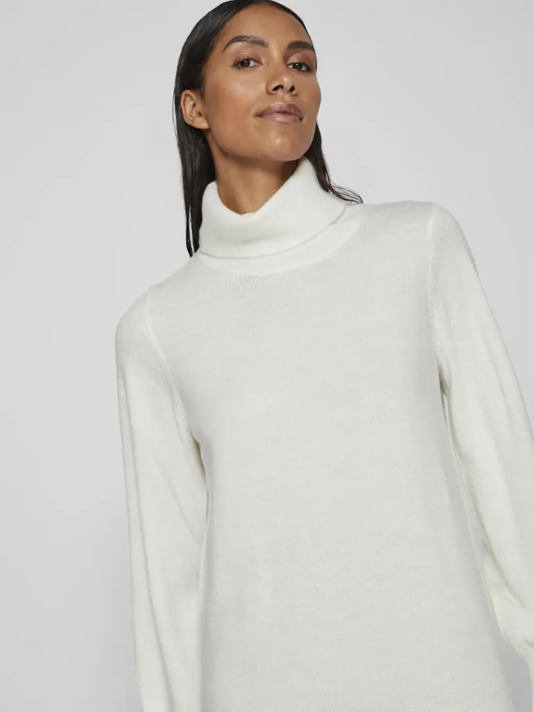 VISARA L/S ROLLNECK MIDI DRES/BF/KA snow white