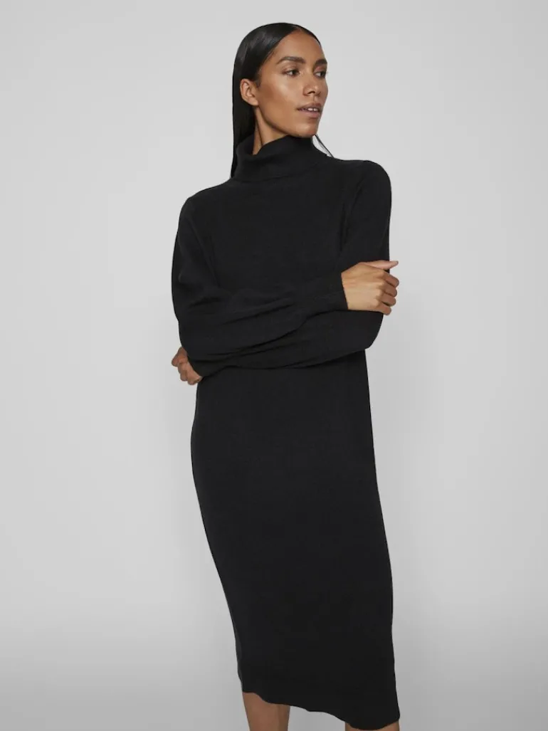 VISARA L/S ROLLNECK MIDI DRES/BF/KA black
