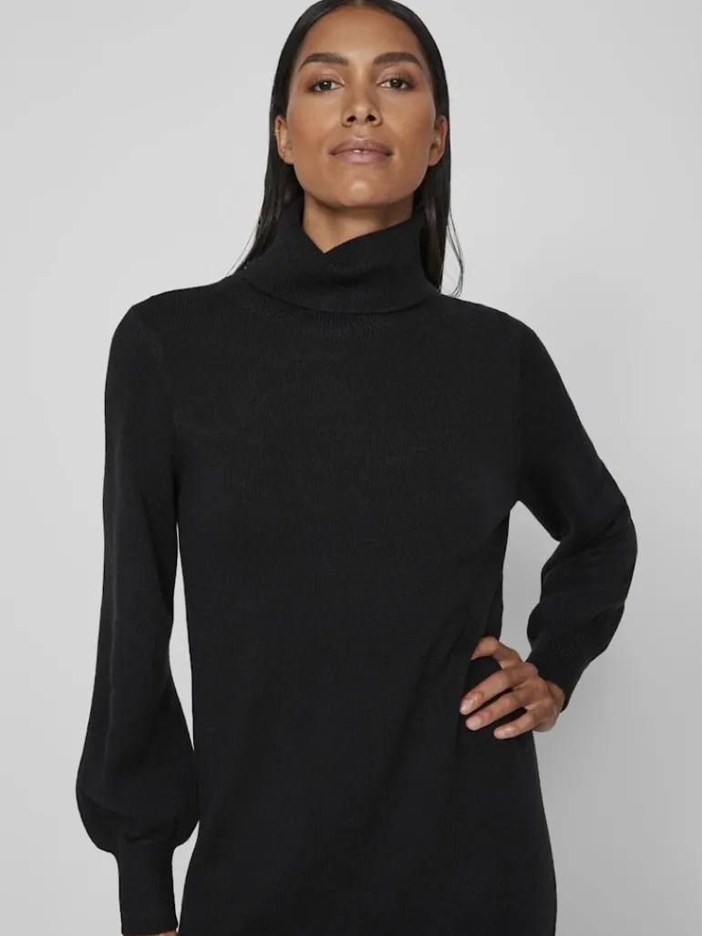 VISARA L/S ROLLNECK MIDI DRES/BF/KA black