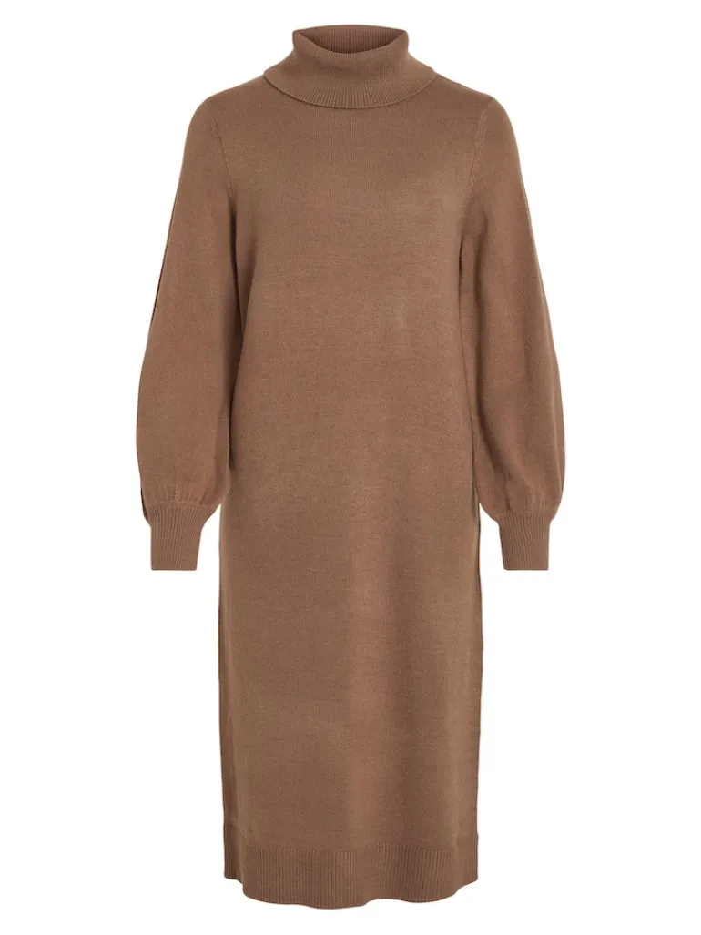 VISARA L/S ROLLNECK MIDI DRES/BF/KA brown lentil
