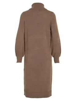 VISARA L/S ROLLNECK MIDI DRES/BF/KA brown lentil